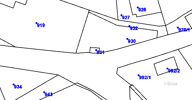 Parcela st. 931 v KÚ Starý Harcov, Katastrální mapa