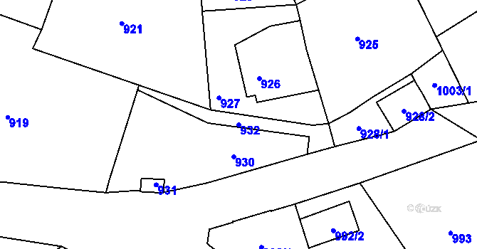 Parcela st. 932 v KÚ Starý Harcov, Katastrální mapa