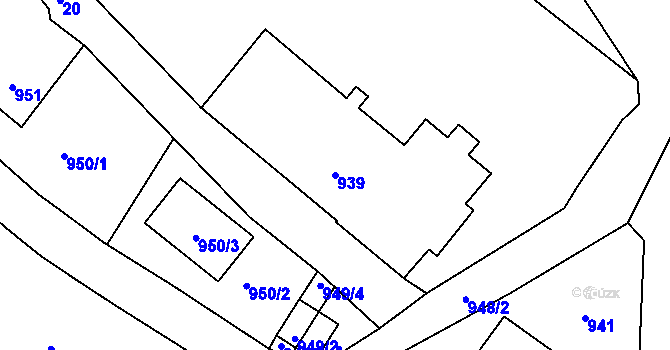 Parcela st. 939 v KÚ Starý Harcov, Katastrální mapa