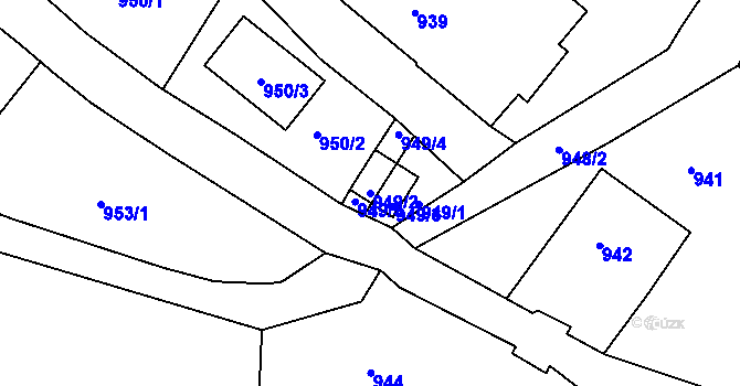 Parcela st. 949/2 v KÚ Starý Harcov, Katastrální mapa