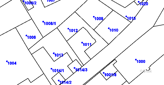 Parcela st. 1011 v KÚ Starý Harcov, Katastrální mapa
