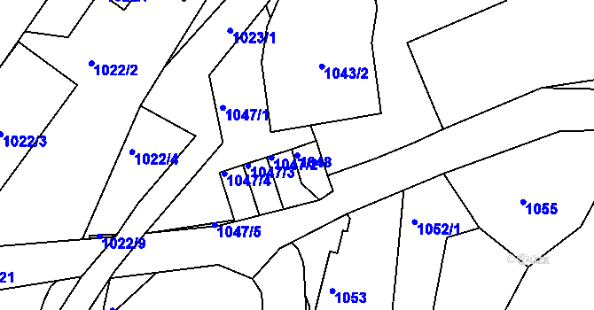 Parcela st. 1048 v KÚ Starý Harcov, Katastrální mapa