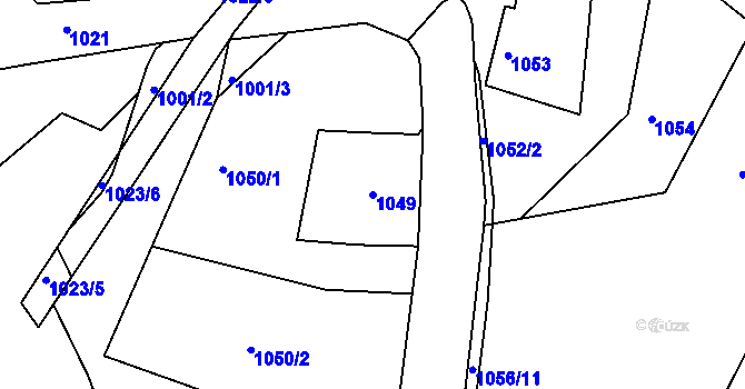 Parcela st. 1049 v KÚ Starý Harcov, Katastrální mapa
