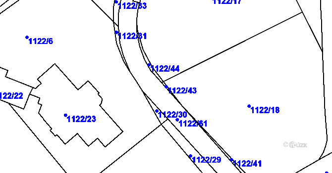 Parcela st. 1122/43 v KÚ Starý Harcov, Katastrální mapa