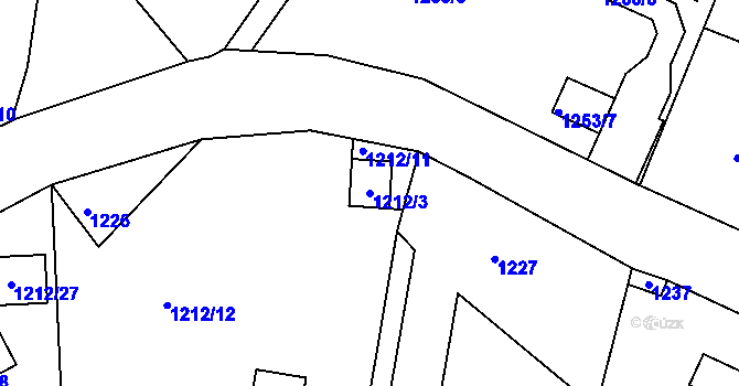 Parcela st. 1212/3 v KÚ Starý Harcov, Katastrální mapa