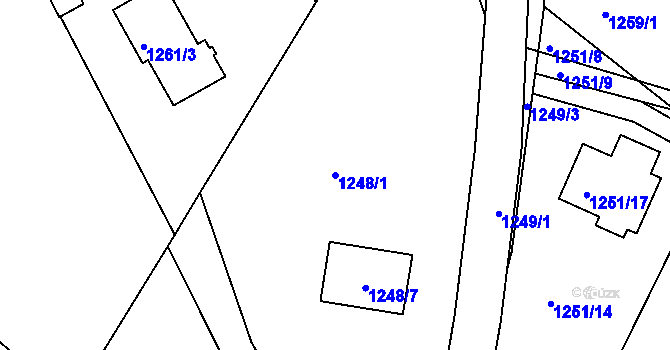 Parcela st. 1248/1 v KÚ Starý Harcov, Katastrální mapa