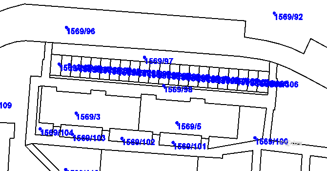 Parcela st. 1569/98 v KÚ Starý Harcov, Katastrální mapa