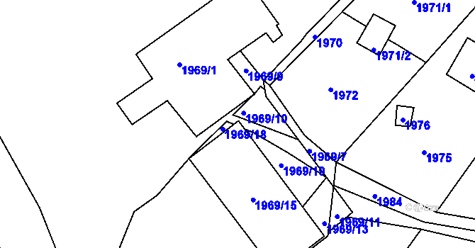 Parcela st. 1969/17 v KÚ Starý Harcov, Katastrální mapa