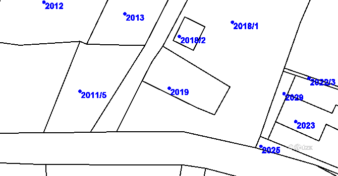 Parcela st. 2019 v KÚ Starý Harcov, Katastrální mapa