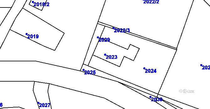 Parcela st. 2023 v KÚ Starý Harcov, Katastrální mapa