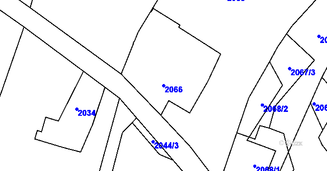 Parcela st. 2066 v KÚ Starý Harcov, Katastrální mapa