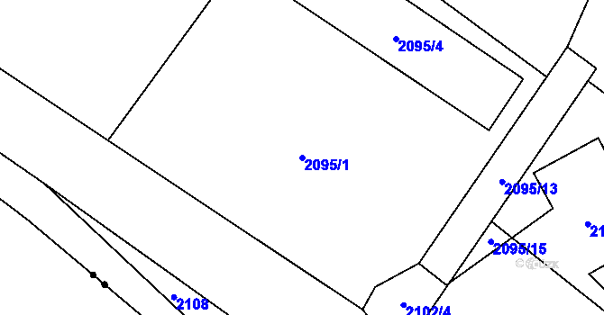 Parcela st. 2095/1 v KÚ Starý Harcov, Katastrální mapa