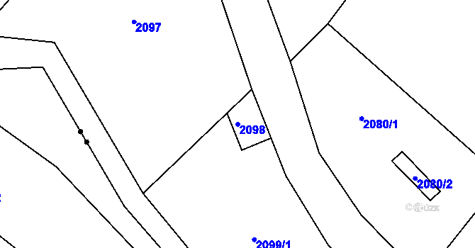 Parcela st. 2098 v KÚ Starý Harcov, Katastrální mapa