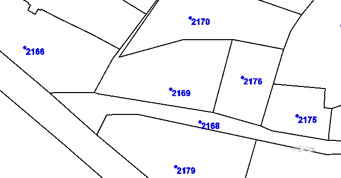 Parcela st. 2169 v KÚ Starý Harcov, Katastrální mapa