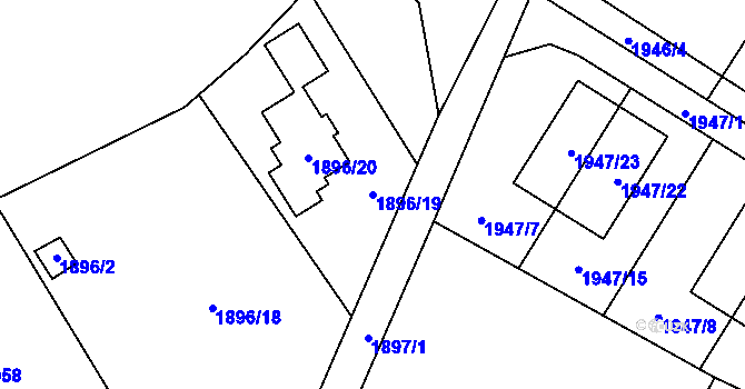 Parcela st. 1896/19 v KÚ Starý Harcov, Katastrální mapa