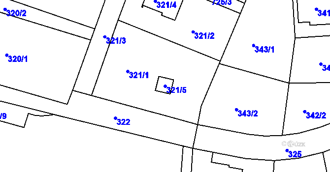 Parcela st. 321/5 v KÚ Starý Harcov, Katastrální mapa