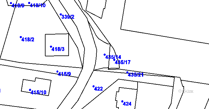 Parcela st. 435/14 v KÚ Starý Harcov, Katastrální mapa