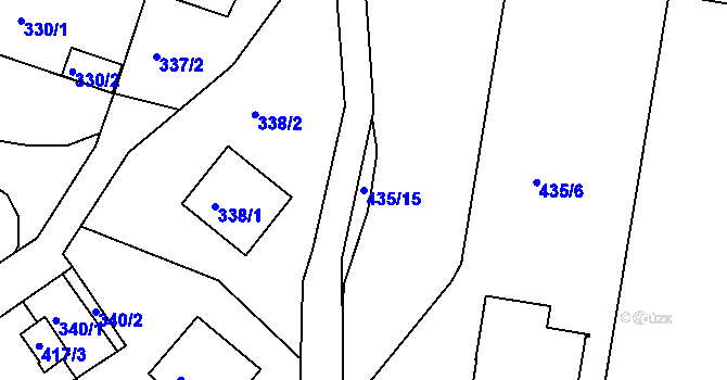 Parcela st. 435/15 v KÚ Starý Harcov, Katastrální mapa