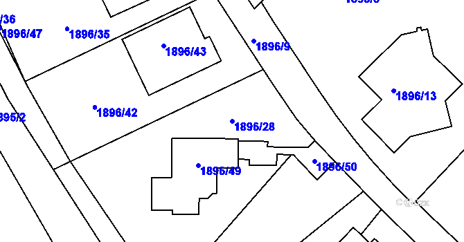 Parcela st. 1896/28 v KÚ Starý Harcov, Katastrální mapa