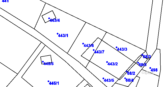 Parcela st. 443/6 v KÚ Starý Harcov, Katastrální mapa