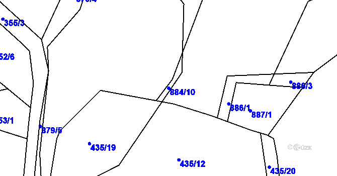 Parcela st. 884/10 v KÚ Starý Harcov, Katastrální mapa