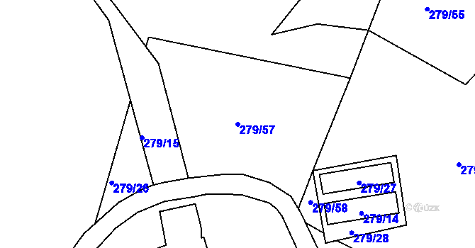 Parcela st. 279/57 v KÚ Starý Harcov, Katastrální mapa