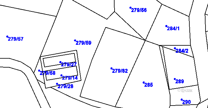 Parcela st. 279/59 v KÚ Starý Harcov, Katastrální mapa
