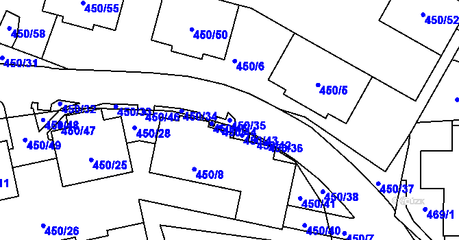 Parcela st. 450/35 v KÚ Starý Harcov, Katastrální mapa