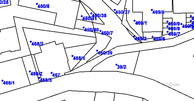 Parcela st. 450/39 v KÚ Starý Harcov, Katastrální mapa