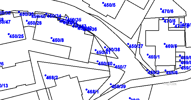 Parcela st. 450/41 v KÚ Starý Harcov, Katastrální mapa