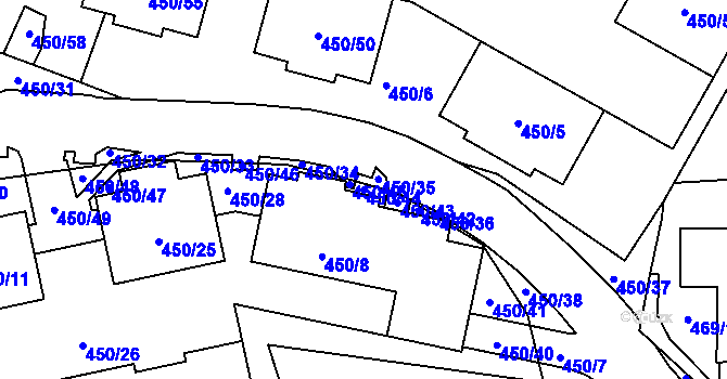 Parcela st. 450/44 v KÚ Starý Harcov, Katastrální mapa