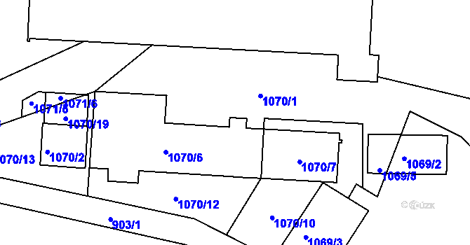 Parcela st. 1070/14 v KÚ Starý Harcov, Katastrální mapa