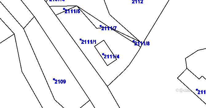 Parcela st. 2111/4 v KÚ Starý Harcov, Katastrální mapa
