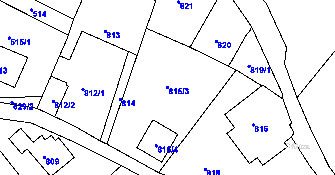 Parcela st. 815/3 v KÚ Starý Harcov, Katastrální mapa