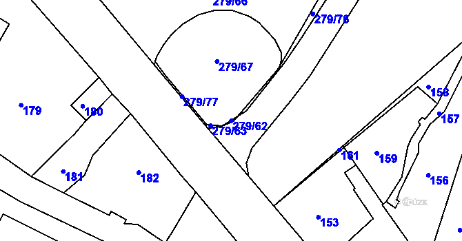 Parcela st. 279/62 v KÚ Starý Harcov, Katastrální mapa