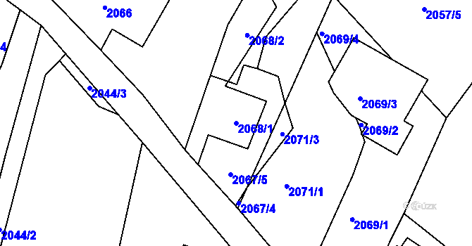 Parcela st. 2068/1 v KÚ Starý Harcov, Katastrální mapa