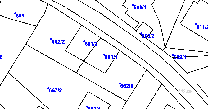 Parcela st. 661/1 v KÚ Starý Harcov, Katastrální mapa