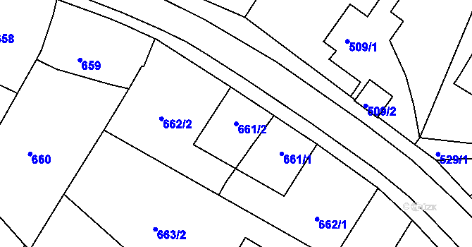 Parcela st. 661/2 v KÚ Starý Harcov, Katastrální mapa