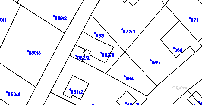 Parcela st. 862/1 v KÚ Starý Harcov, Katastrální mapa