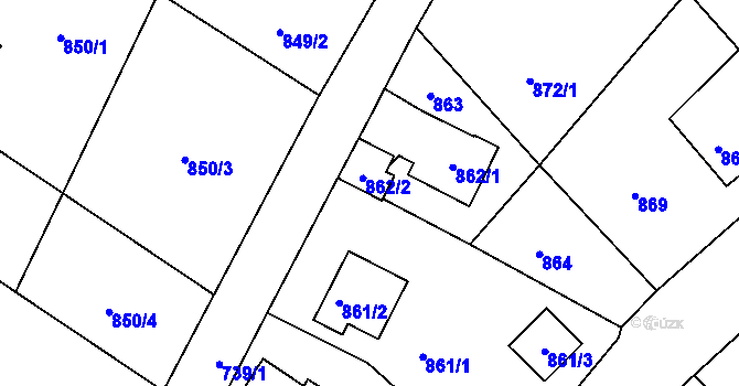 Parcela st. 861/4 v KÚ Starý Harcov, Katastrální mapa
