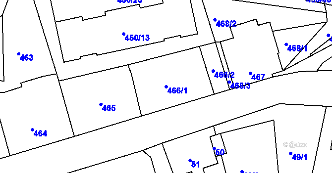 Parcela st. 466/1 v KÚ Starý Harcov, Katastrální mapa