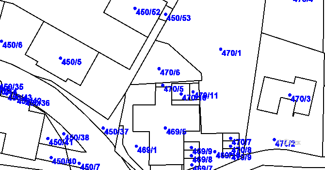 Parcela st. 470/5 v KÚ Starý Harcov, Katastrální mapa