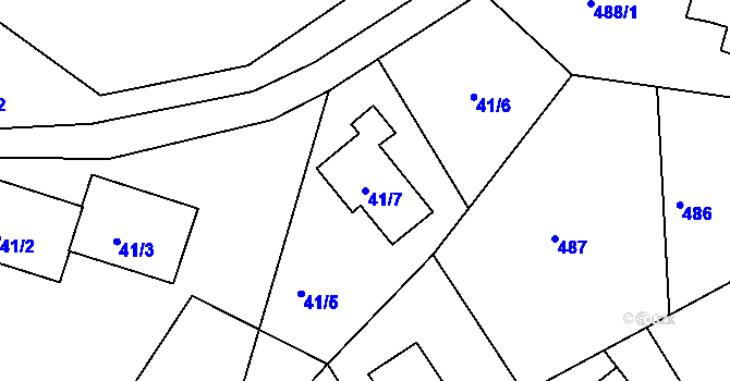 Parcela st. 41/7 v KÚ Starý Harcov, Katastrální mapa