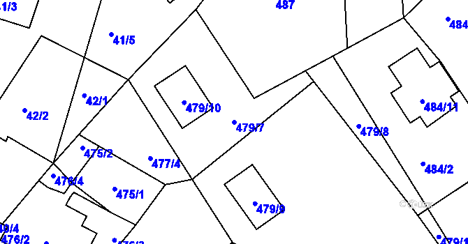 Parcela st. 479/7 v KÚ Starý Harcov, Katastrální mapa