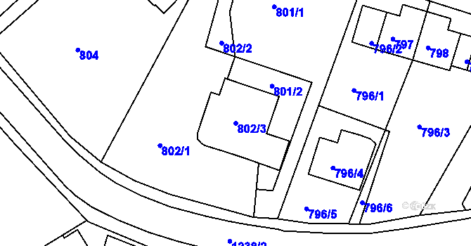 Parcela st. 802/3 v KÚ Starý Harcov, Katastrální mapa