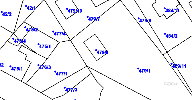Parcela st. 479/9 v KÚ Starý Harcov, Katastrální mapa