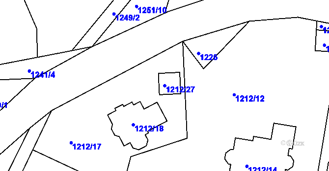 Parcela st. 1212/27 v KÚ Starý Harcov, Katastrální mapa