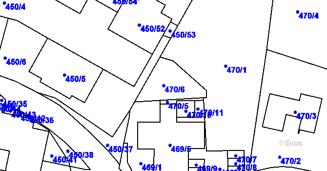 Parcela st. 470/6 v KÚ Starý Harcov, Katastrální mapa