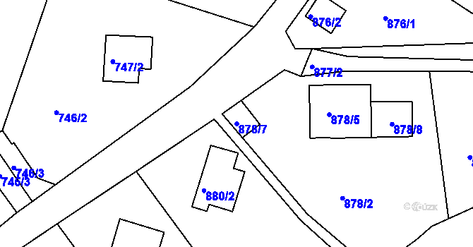 Parcela st. 878/7 v KÚ Starý Harcov, Katastrální mapa