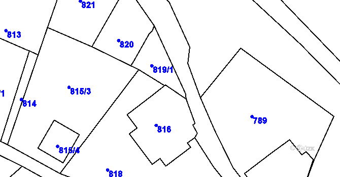 Parcela st. 819/2 v KÚ Starý Harcov, Katastrální mapa